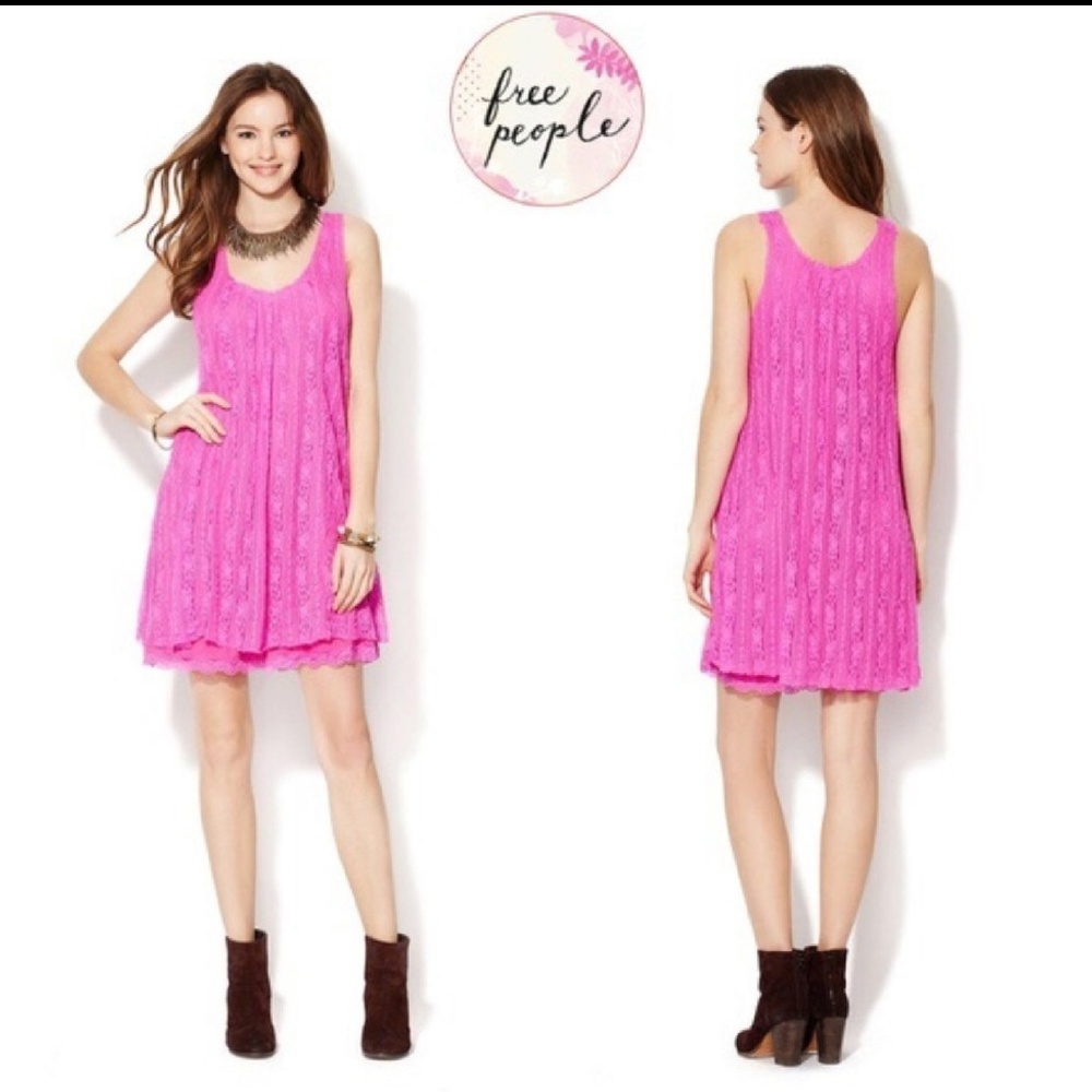 💃Free People 💃bright pink lace dress MUST READ!